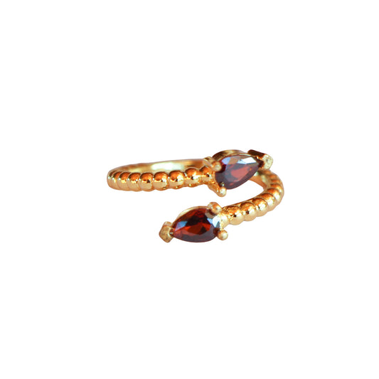 Anillo ajustable Zeyna Rojo - Baño de oro 22 k