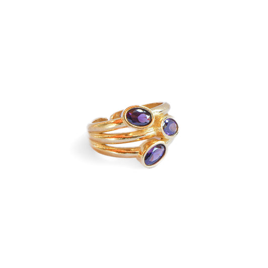 Anillo ajustable Elara Lila - Baño de oro 22 k
