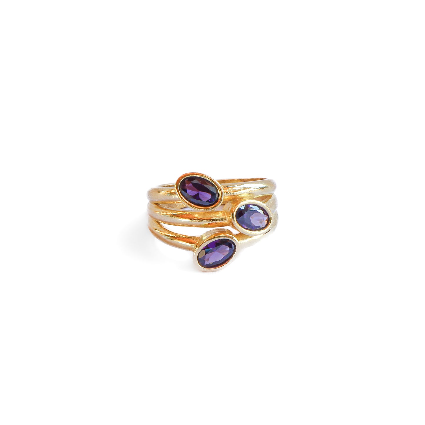 Anillo ajustable Elara Lila - Baño de oro 22 k