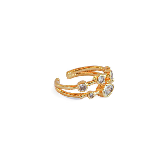 Anillo ajustable Capadocia N°2 zircón - Baño de oro 22 k