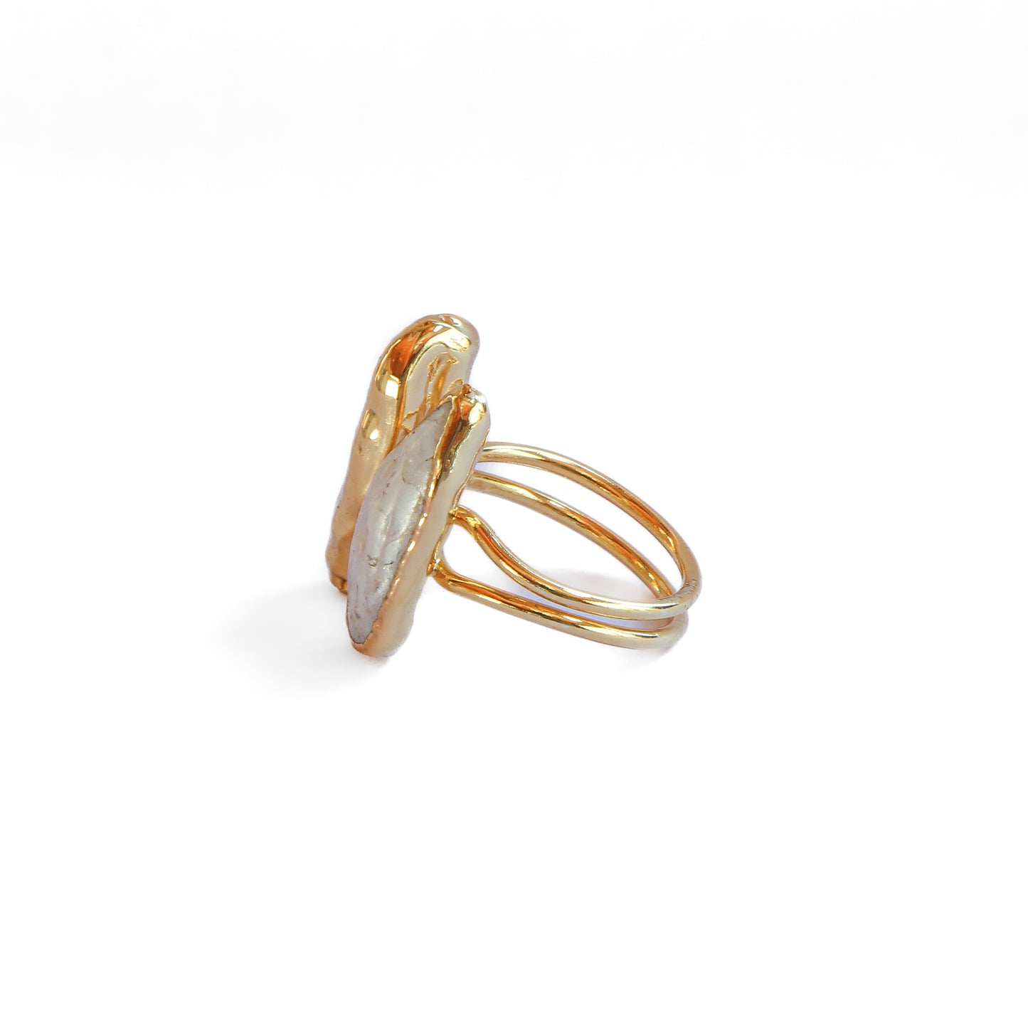 Anillo ajustable doble perla II - Baño de oro 22 k