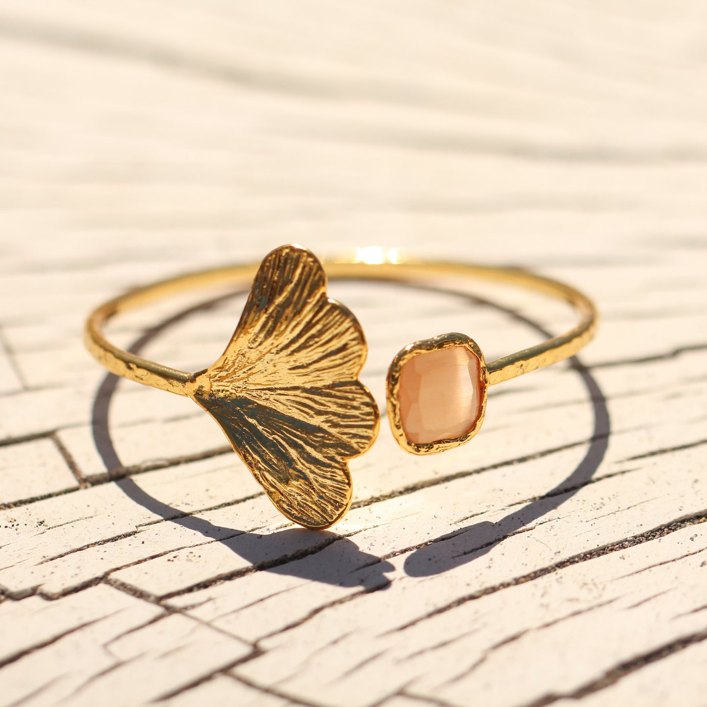 Esclava Ginkgo Peach - Baño de oro 22k