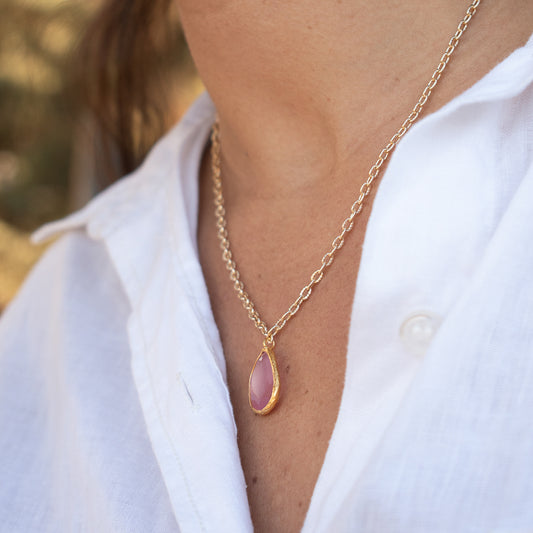 Collar cadena Aura Rosa - Baño de oro 22k