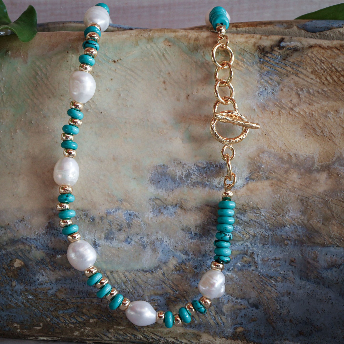Collar Miray Turquesa y Perlas