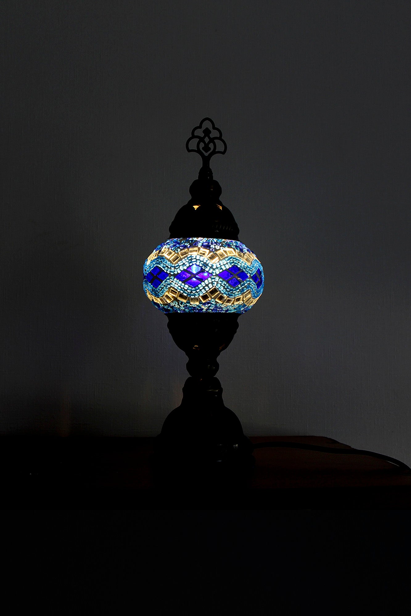 Lámpara turca de mesa XS Beads Azul