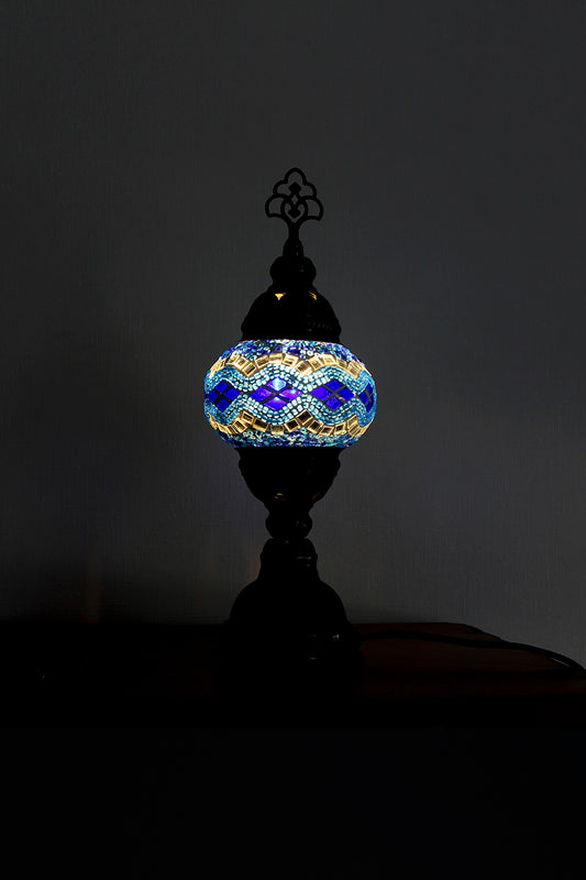 Lámpara turca de mesa XS Beads Azul