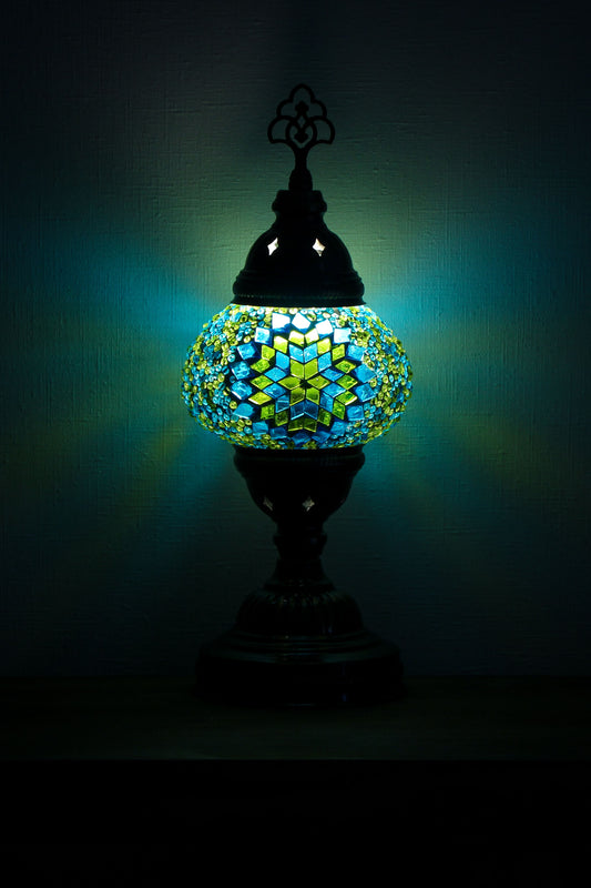 Lámpara turca de mesa S hajima turquesa + ampolleta
