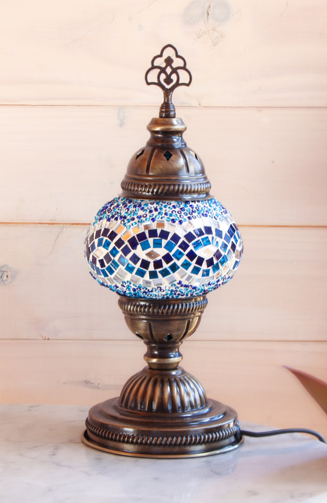 Lámpara turca de mesa S beads azul + ampolleta