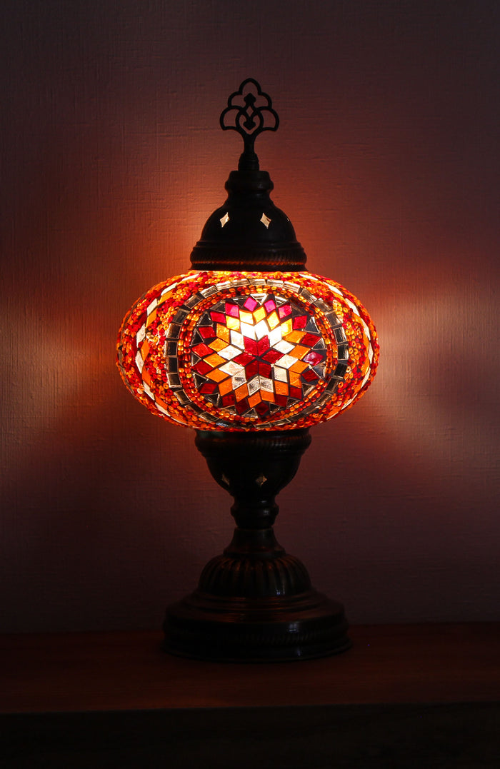 Lámpara turca de mesa M Medalla Naranja