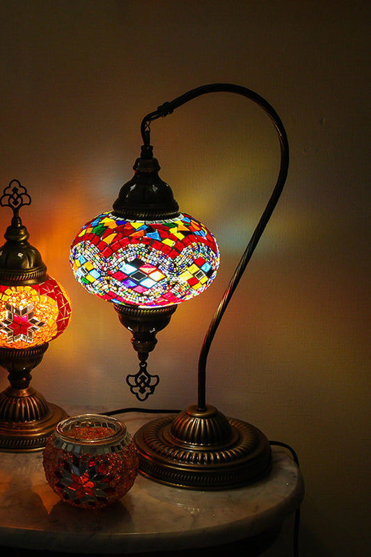 Lámpara turca cisne M rombos multicolor + ampolleta