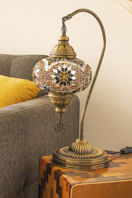 Lámpara turca cisne M prisma ámbar + ampolleta