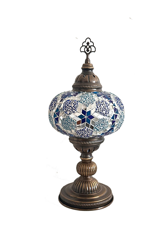 Lámpara turca de mesa L prisma azul + ampolleta