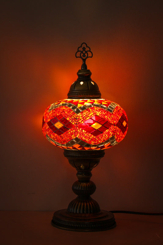 Lámpara turca de mesa L prisma naranja + ampolleta