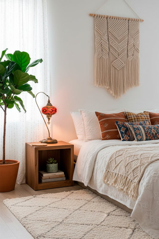 Lámpara turca cisne L Rombos Rojos + ampolleta