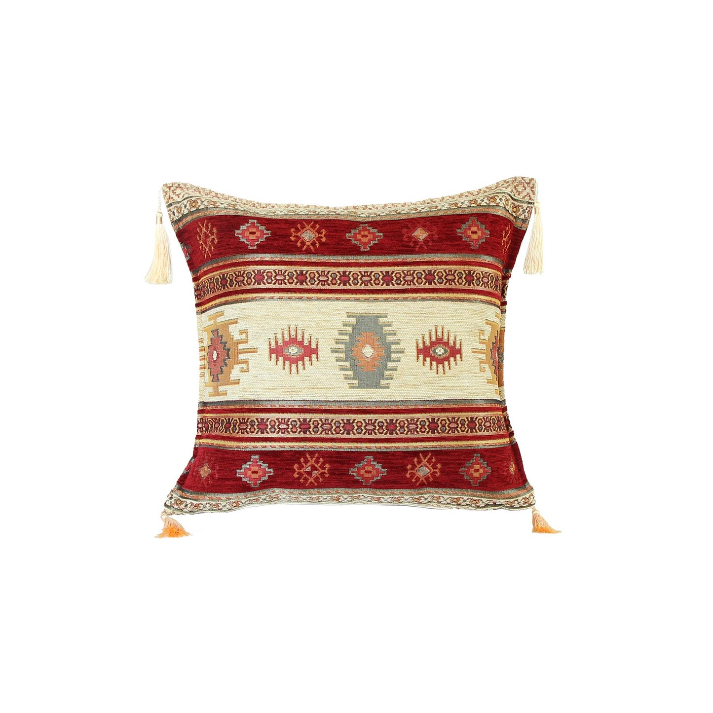 Cojín turco 442x44 Kilim Beige y Rojo