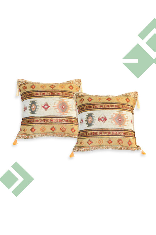 Pre-venta Dúo de Cojines Kilim Café 44x44 cms