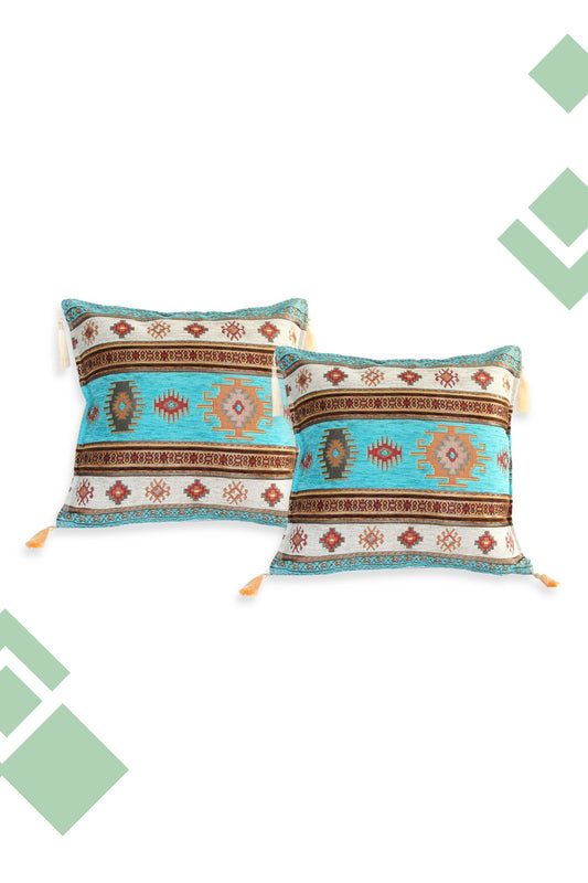 Pre-venta Dúo de Cojines Kilim Turquesa 44x44 cms