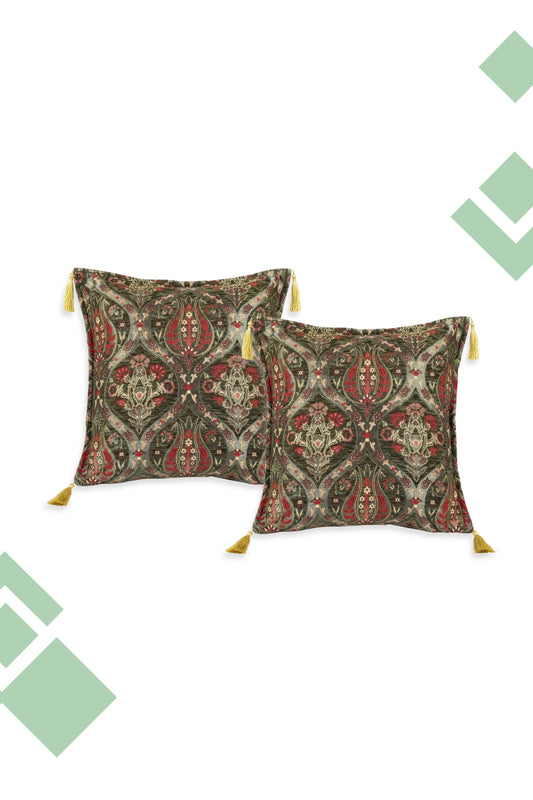 Dúo de Cojines Tulipanes Verde 44x44 cms