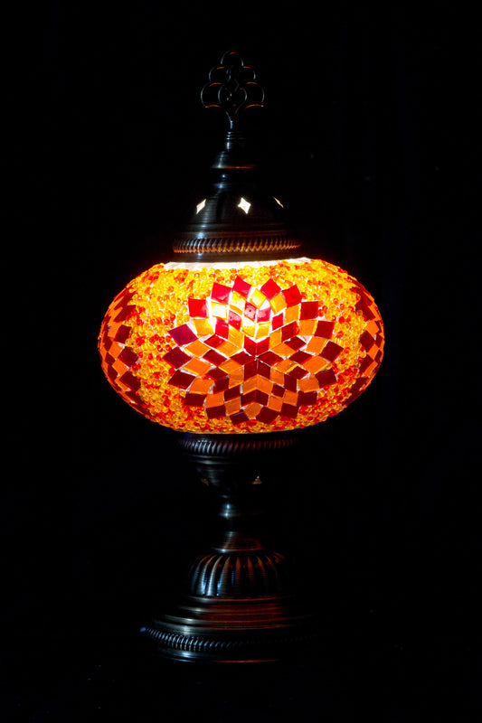 Lámpara turca de mesa M Hajima Roja y Naranjo + ampolleta