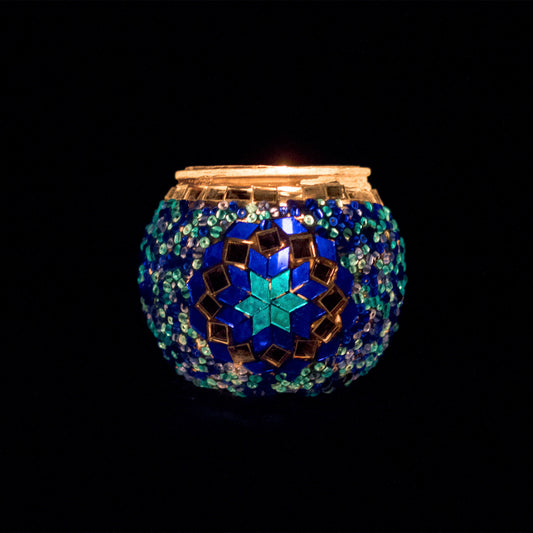 Portavela de mosaico turco Estrella azul