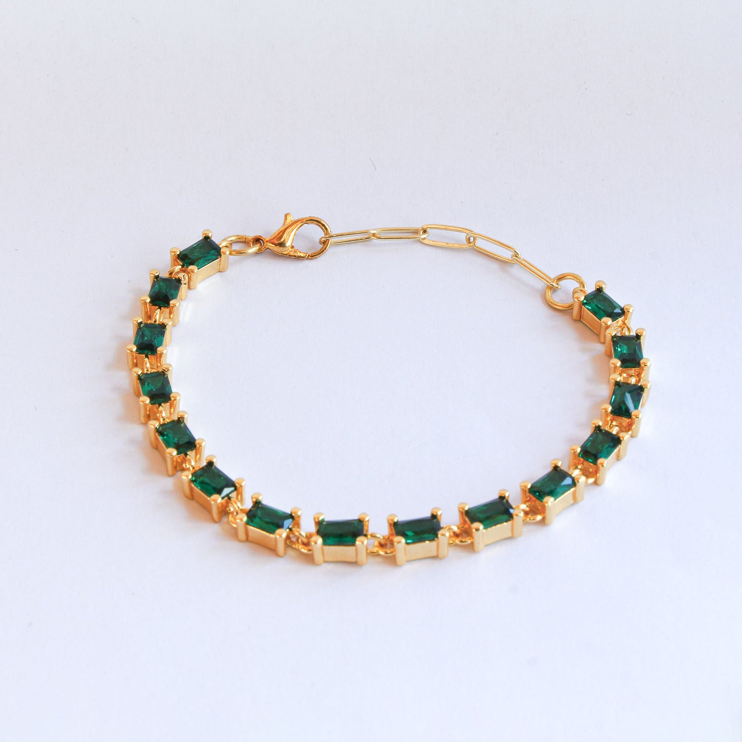 Pulsera Saray verde - Baño de oro 22k