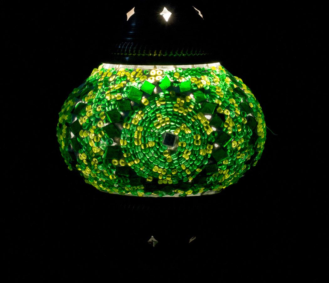Lámpara turca colgante S Shams verde + ampolleta