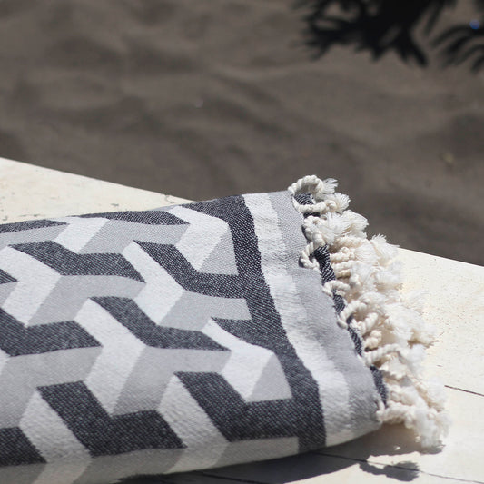 Toalla Turca de Algodón Fethiye Gris 1 m x 2,05 m