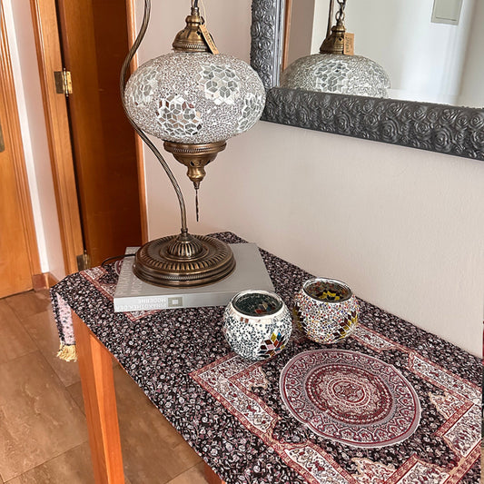 Camino de mesa 1,50 m Iznik Negro y Beige