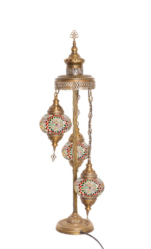Lámpara turca de pie de 3 esferas S Günes multicolor