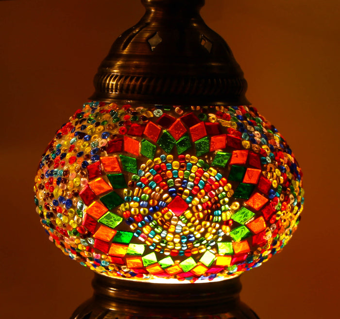 Lámpara turca de pie de 3 esferas S Günes multicolor
