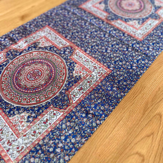 Camino de mesa 2 m Iznik azul y beige