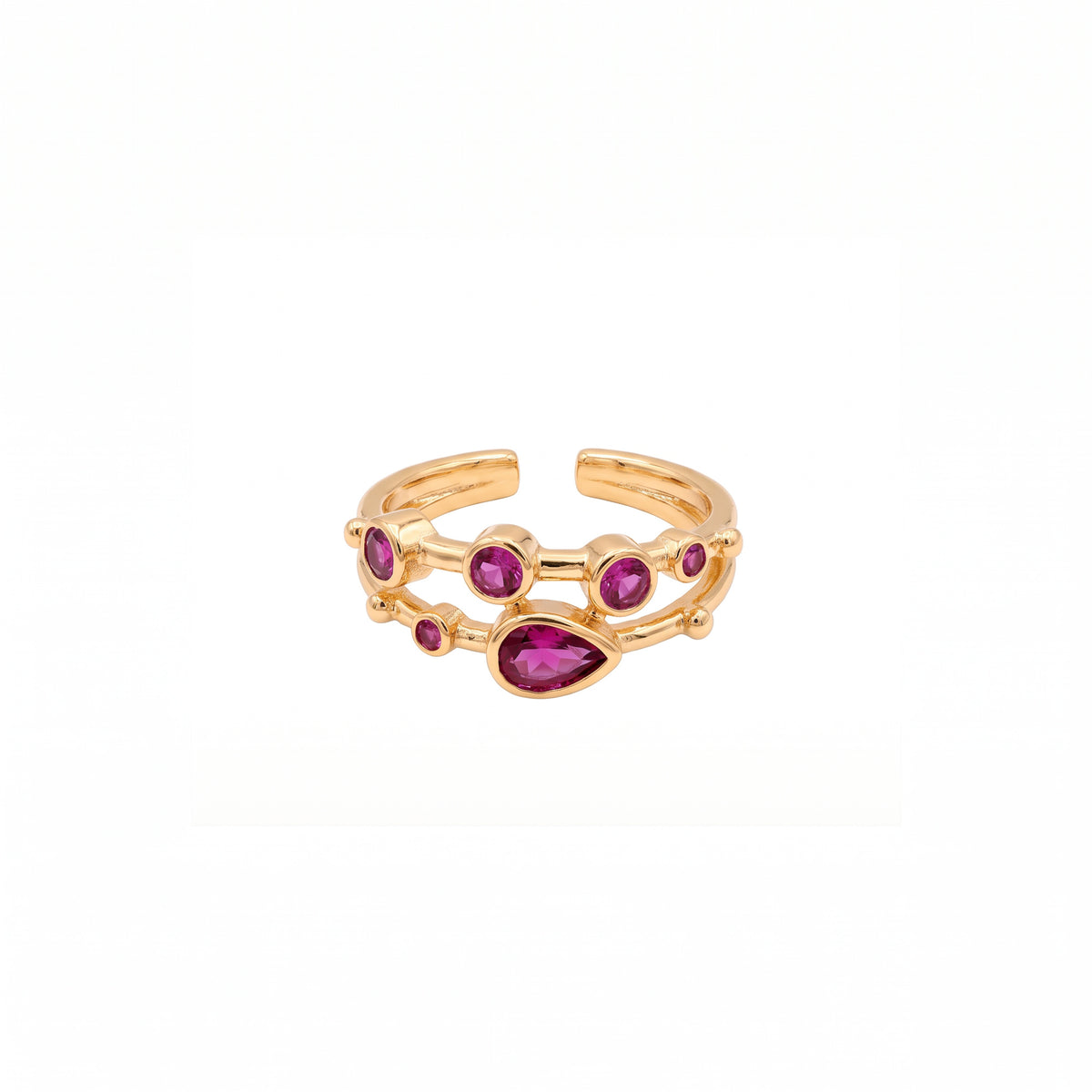 Anillo ajustable Capadocia N°2 fucsia - Baño de oro 22 k