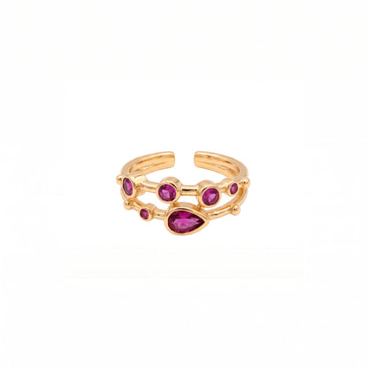Anillo ajustable Capadocia N°2 fucsia - Baño de oro 22 k