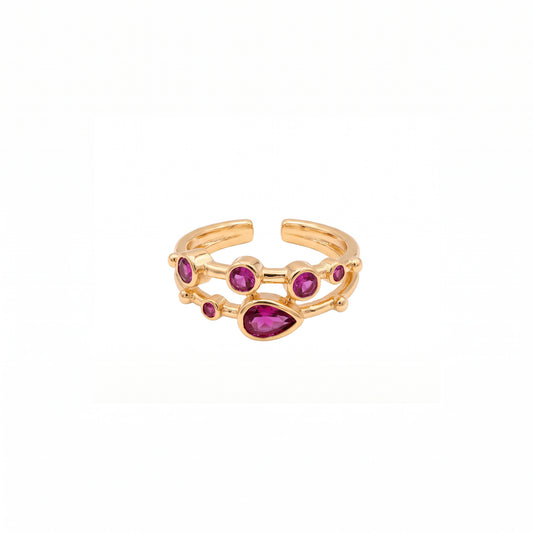Anillo ajustable Capadocia N°2 fucsia - Baño de oro 22 k