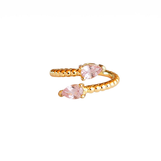 Anillo ajustable Zeyna rosa - Baño de oro 22 k
