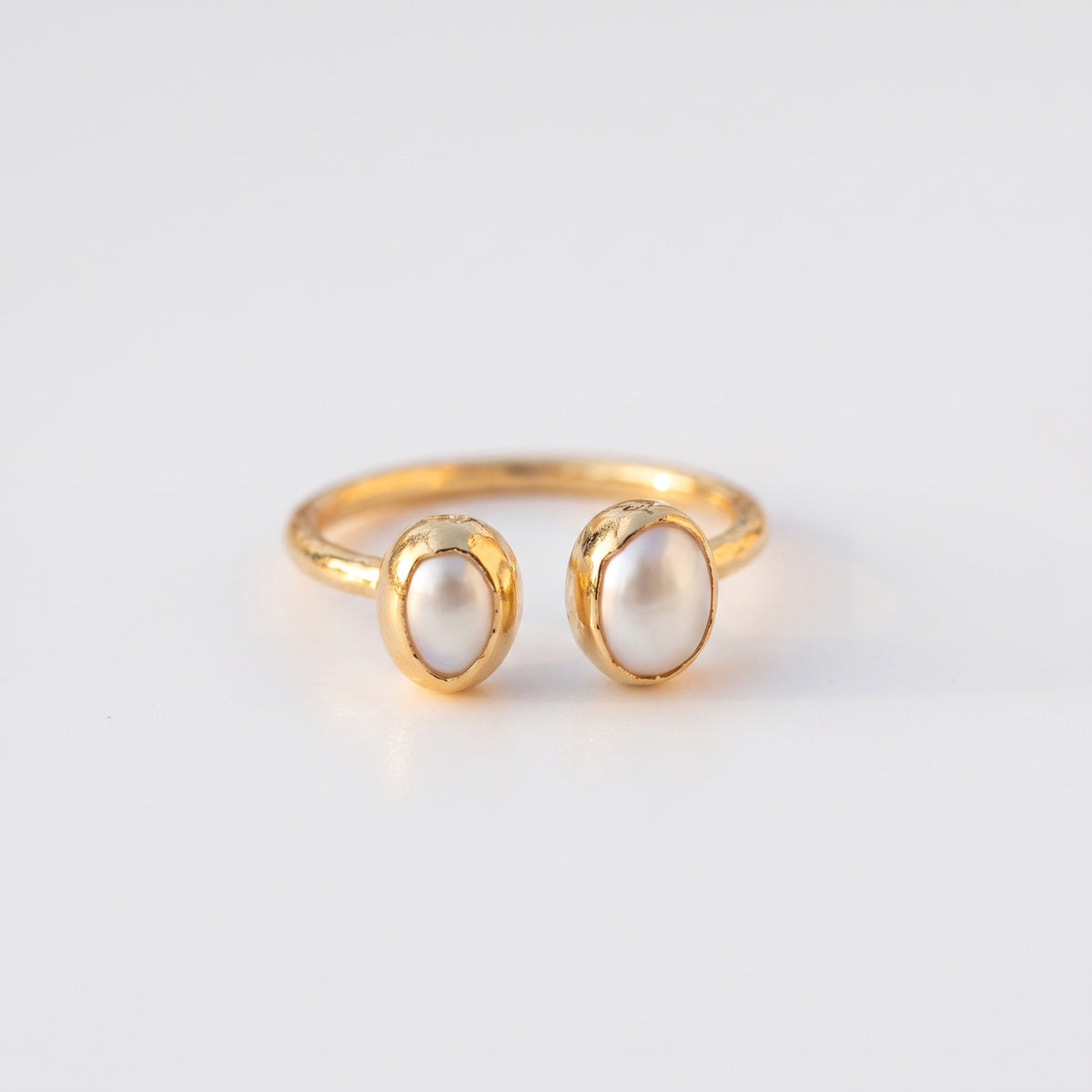 Anillo ajustable doble perla XS - Baño de oro 22 k
