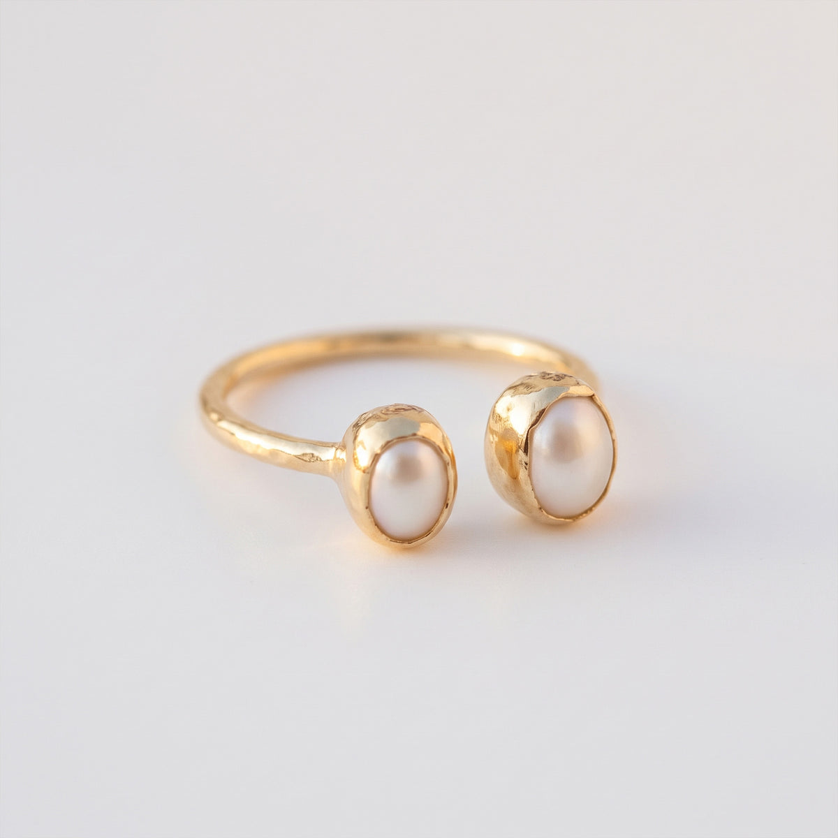 Anillo ajustable doble perla XS - Baño de oro 22 k