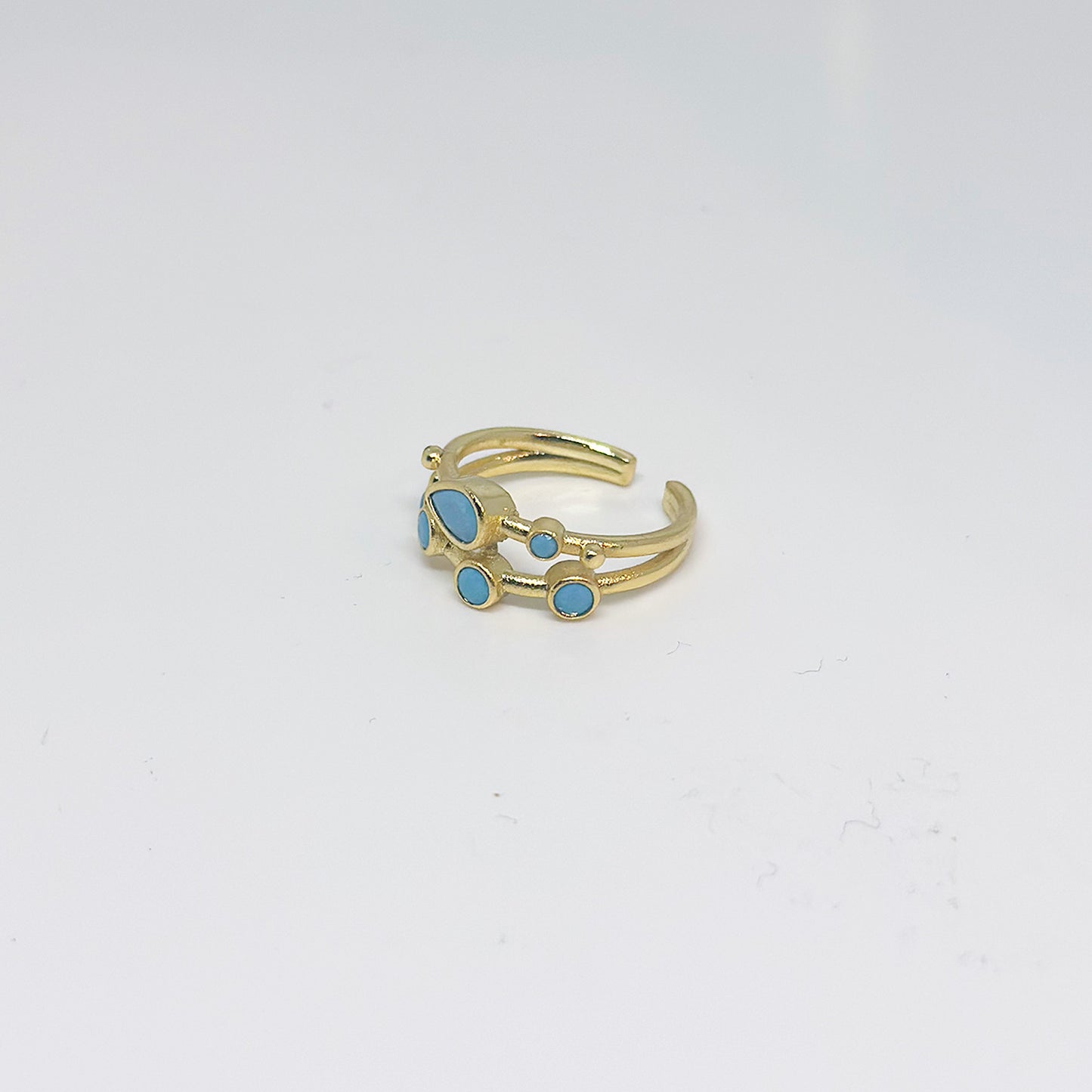 Anillo ajustable Capadocia N°2 celeste - Baño de oro 22 k