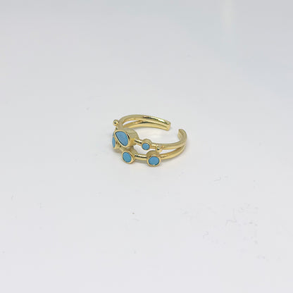 Anillo ajustable Capadocia N°2 celeste - Baño de oro 22 k