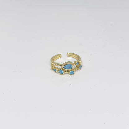 Anillo ajustable Capadocia N°2 celeste - Baño de oro 22 k