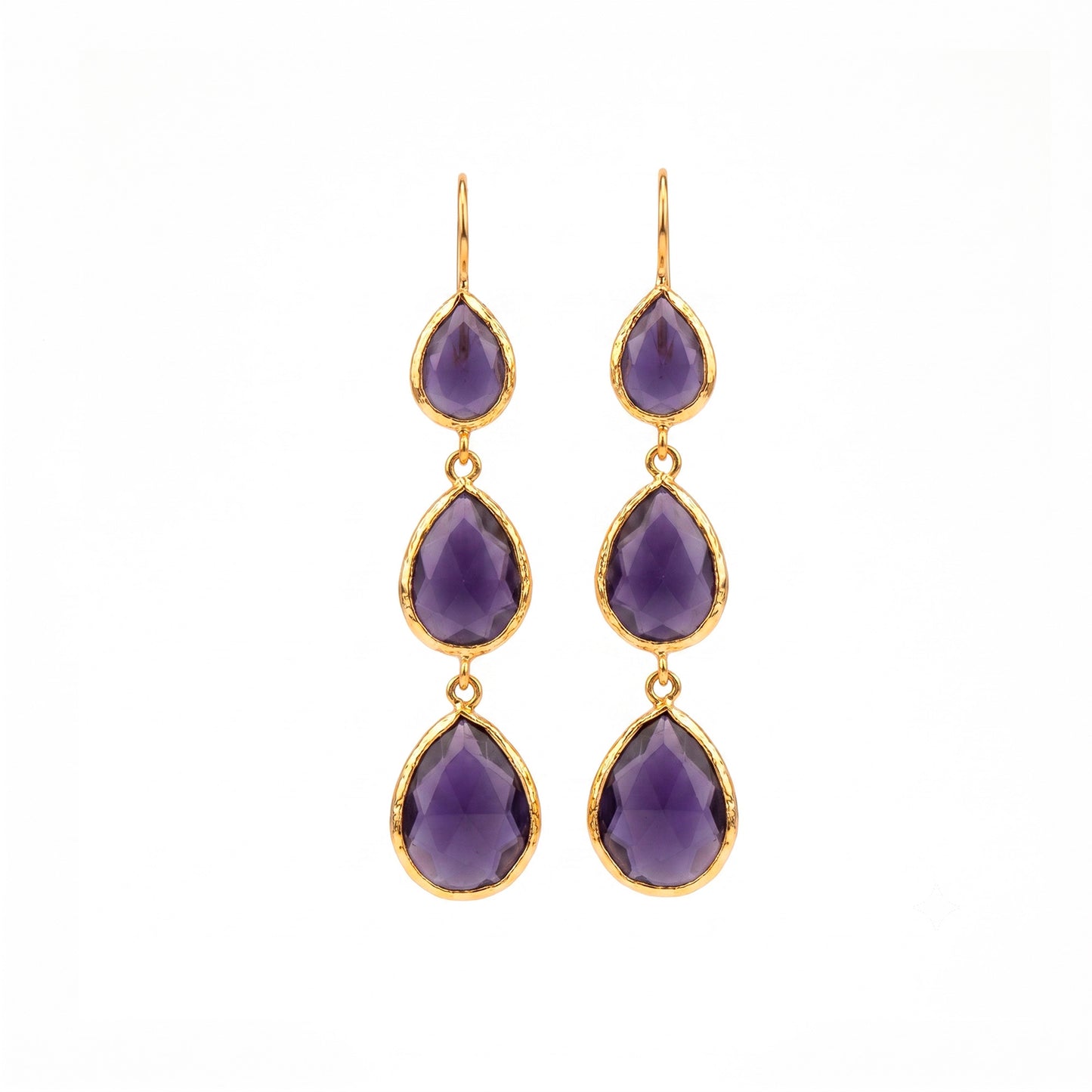 Aros Triple Aura Morados - Baño de oro 22k