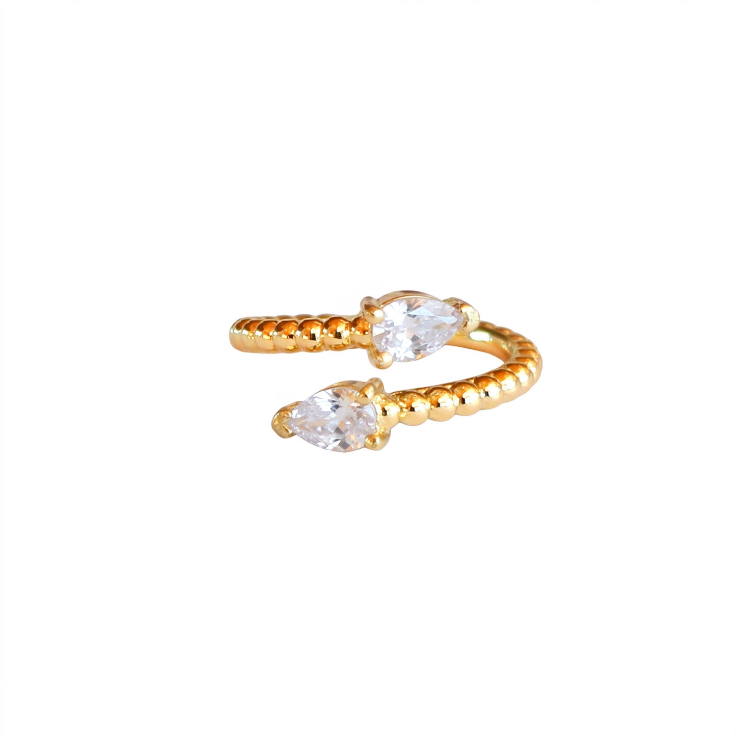 Anillo ajustable Zeyna zircón - Baño de oro 22 k