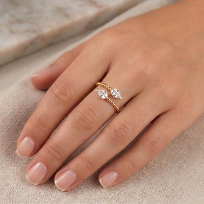 Anillo ajustable Zeyna zircón - Baño de oro 22 k