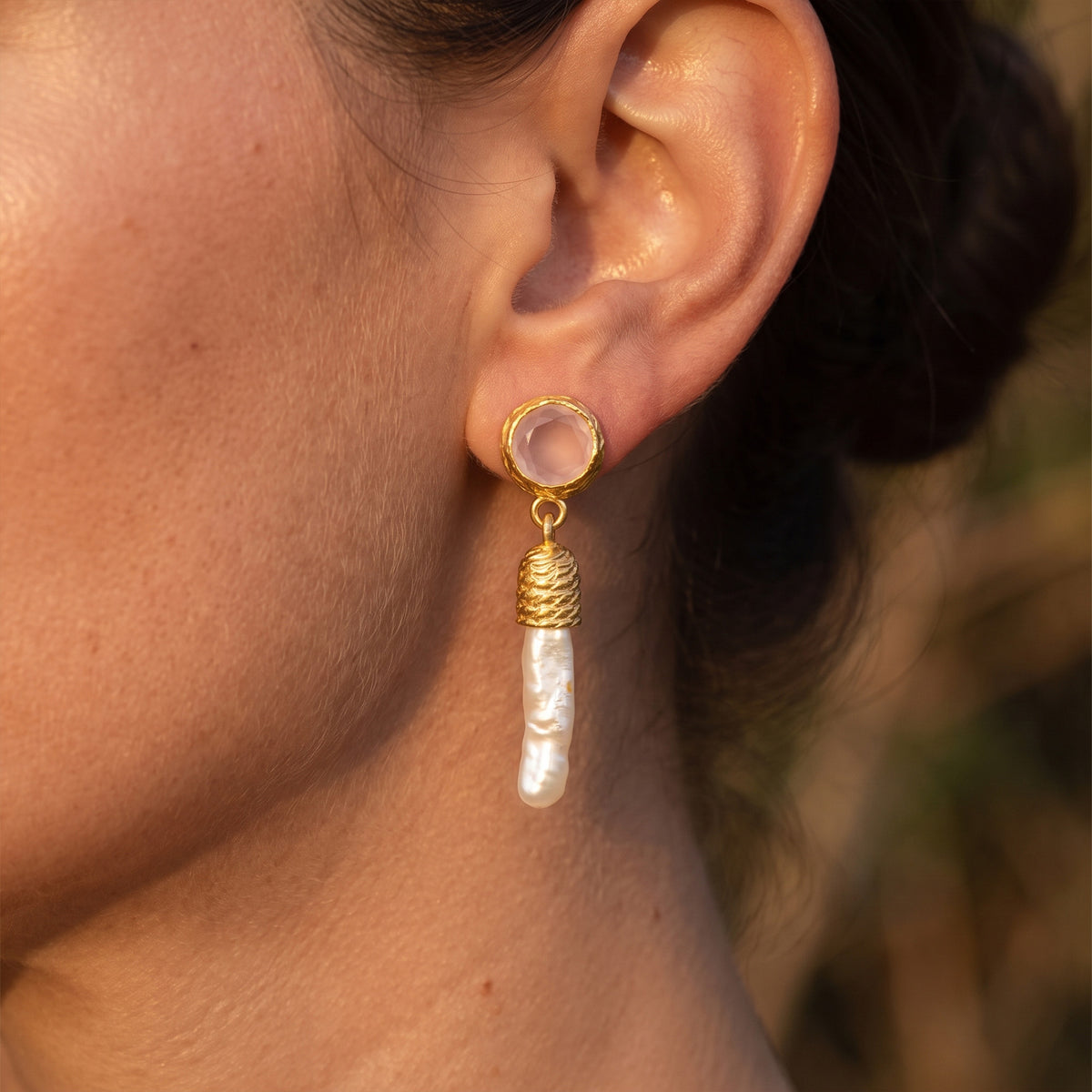 Aros Latif Rosados - Baño de oro 22k