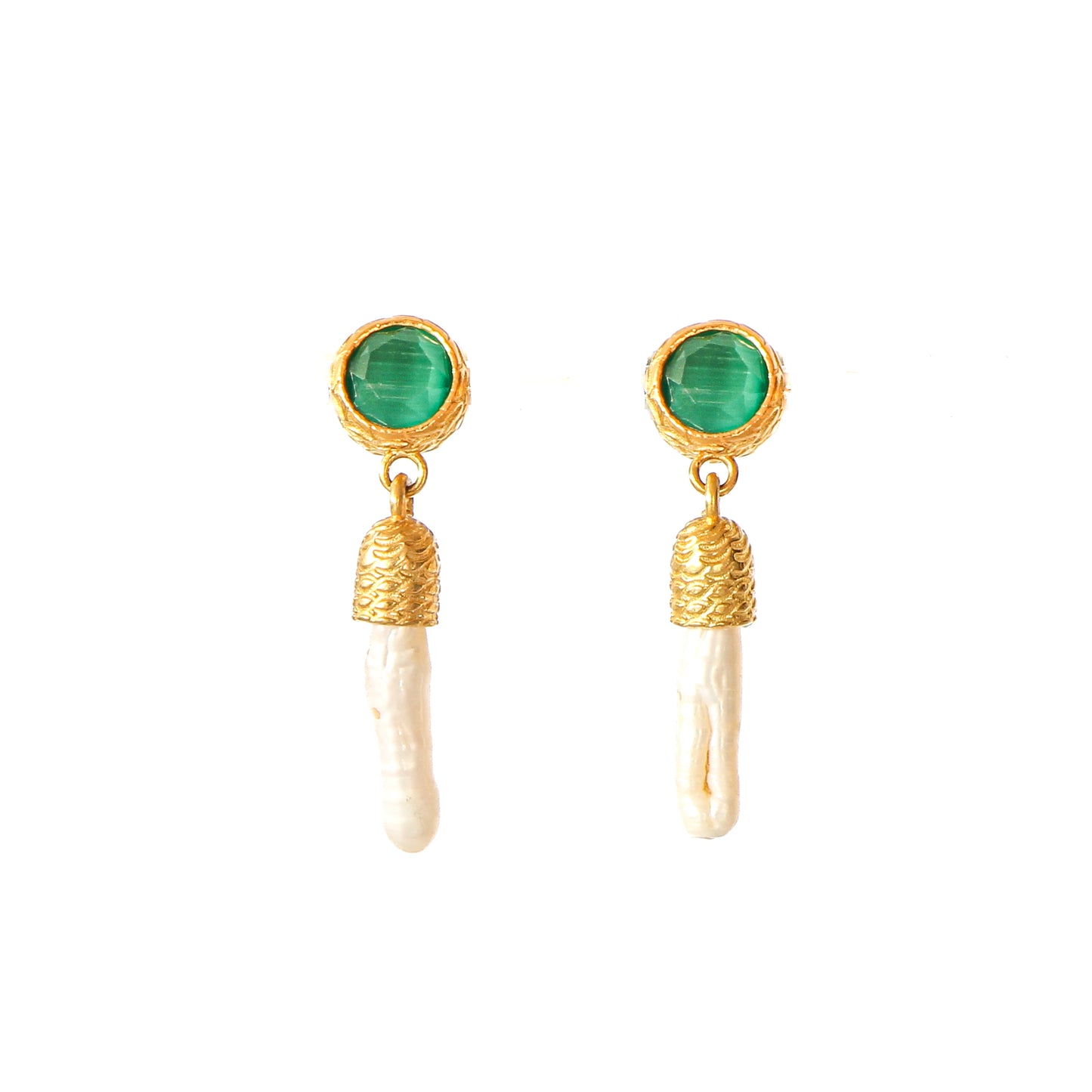 Aros Latif Verde esmeralda - Baño de oro 22k