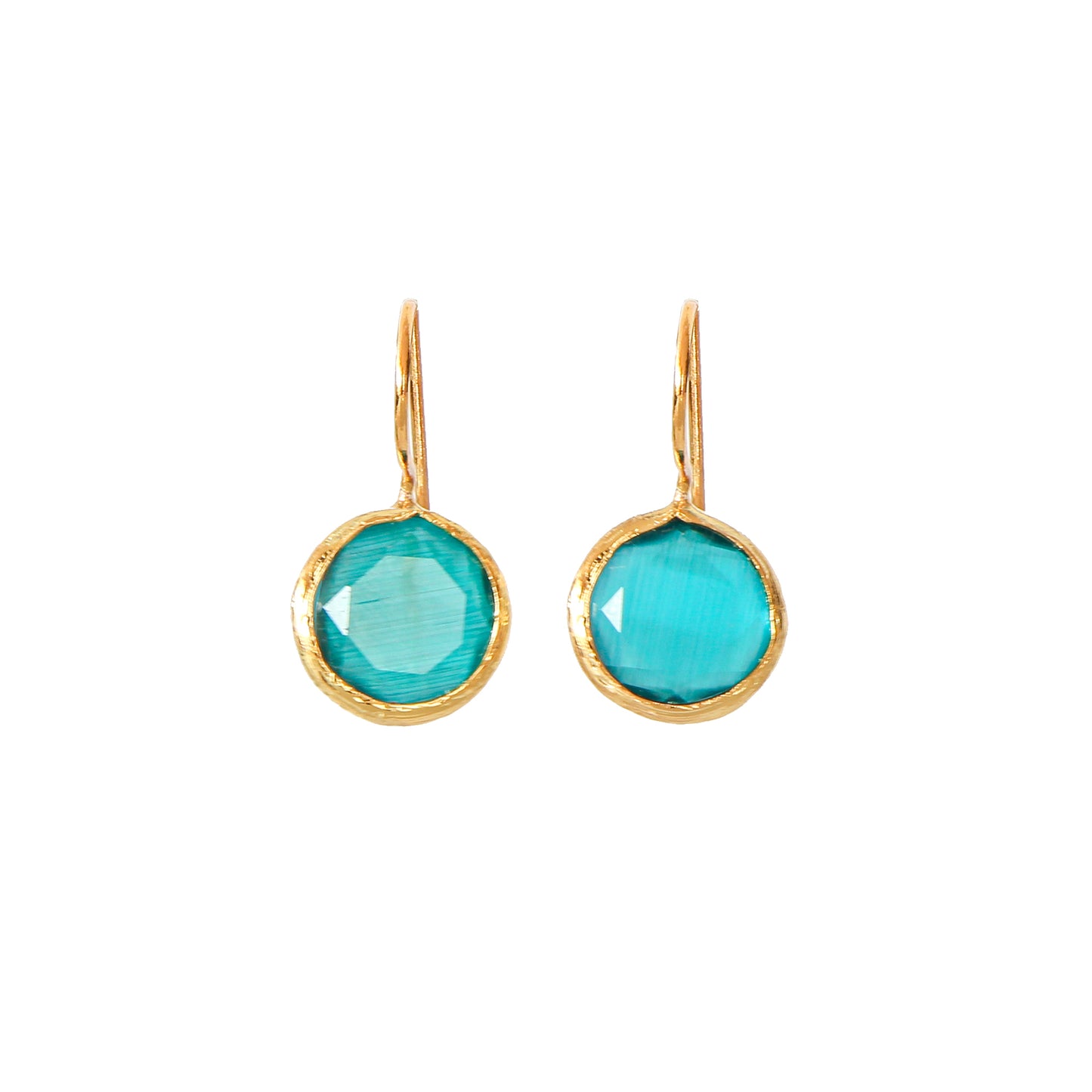 Aros Bruma gancho Verde esmeralda - Baño de oro 22k