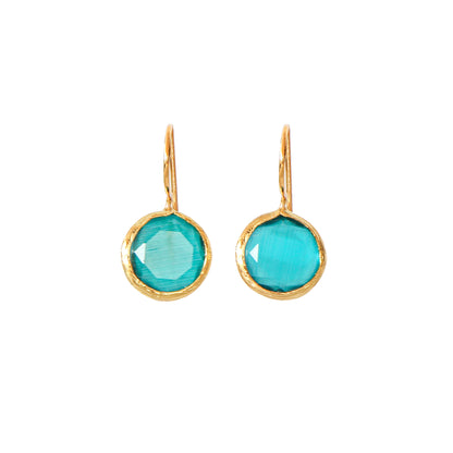 Aros Bruma gancho Verde esmeralda - Baño de oro 22k