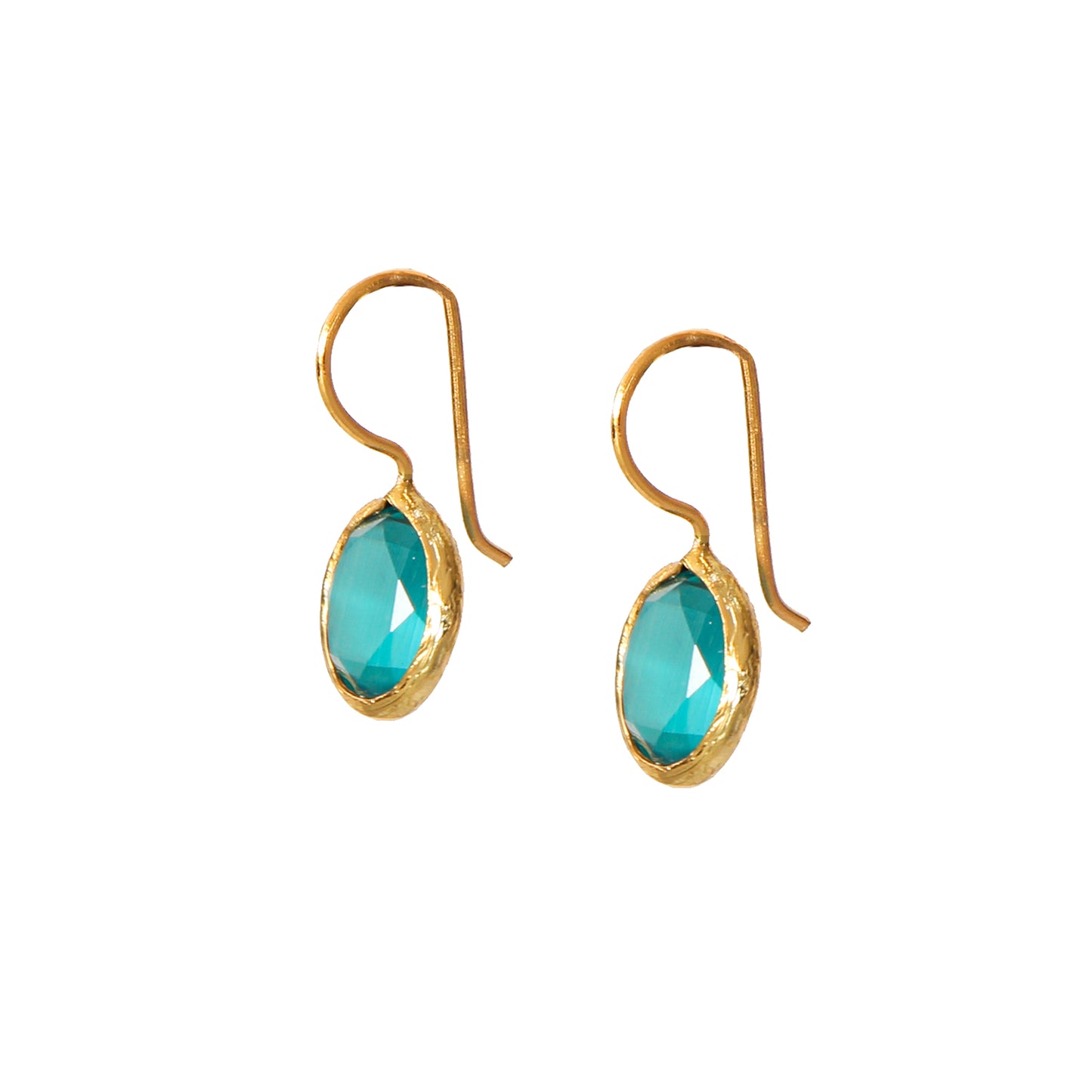 Aros Bruma gancho Verde esmeralda - Baño de oro 22k