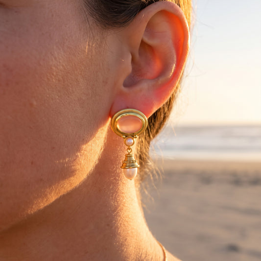 Aros Samira damasco - Baño de oro 22k