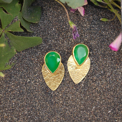 Aros Lale Verde - Baño de oro 22k